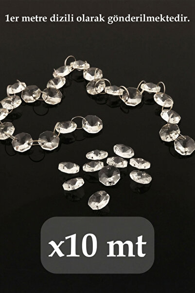 TR Turan Collection 10 Meters Crystal Stringed Silver Ringed Organization, Ch...