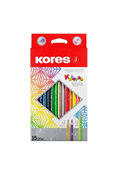 kores Creioane colorate 12 culori, inclusiv 2 metalice + 1 neon