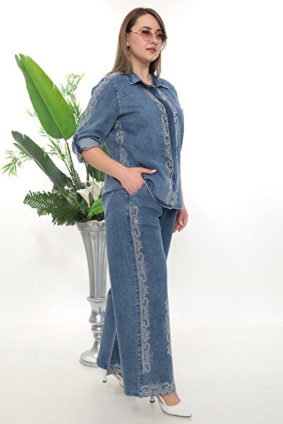 JERFİ Ethnic Patterned Shiny Double Set