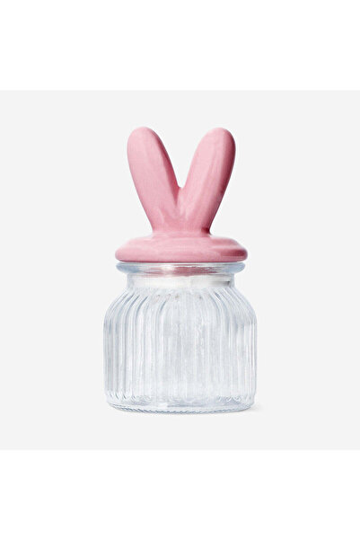 Flying Tiger Copenhagen Pembe Kulaklı Tavşan Detaylı Cam Kavanoz
