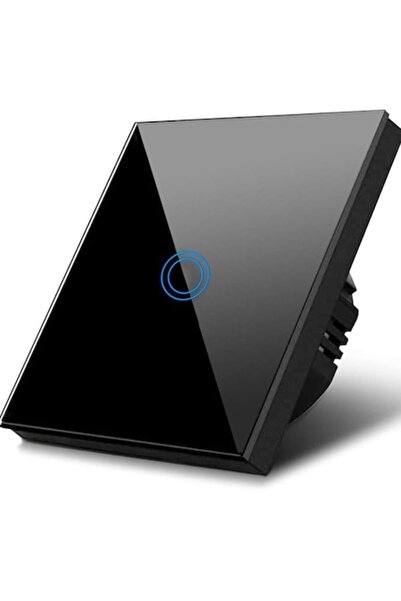 Sternhoff touch wall switch, single, black glass