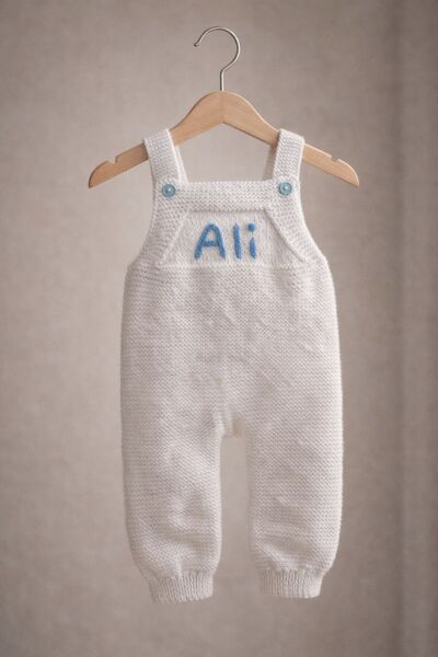 Ceciletta Ali İsme Özel El Örgüsü Bebek ,Çocuk Salopet Tulum