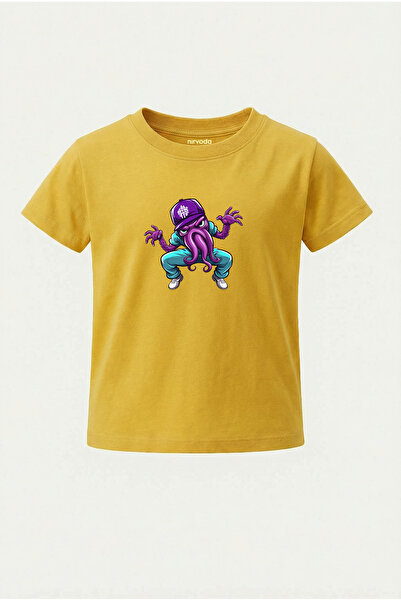 nirvoda تي شيرت للأطفال مطبوع عليه هيب هوب الأخطبوط