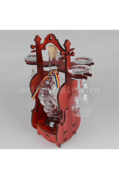 LimArt Minibar vioară cu sticlă strugure și 4 pahare de vin 1x750 ml,4x150 ml...