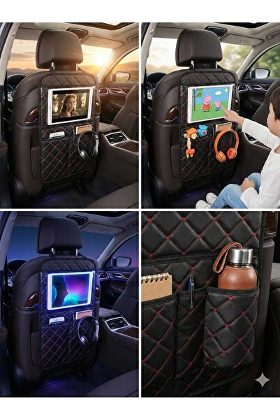 UYDEE Μαύρος δερμάτινος οργανωτής πλάτης καθίσματος αυτοκινήτου Οργανωτής πίσ...