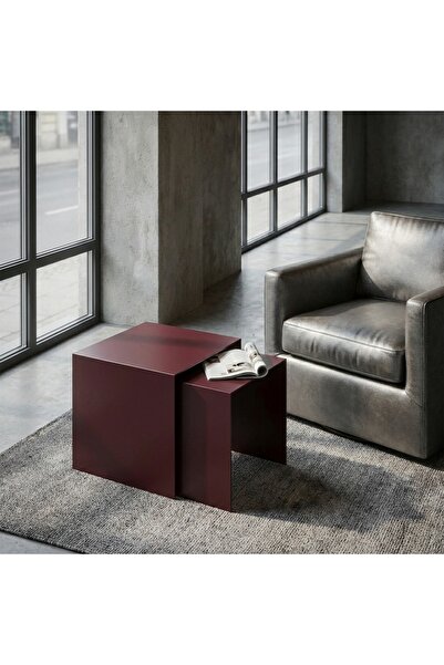 modilab Modern Metal Zigon Sehpa Seti – Minimal Tasarım İç İçe Geçen Yan Sehp...