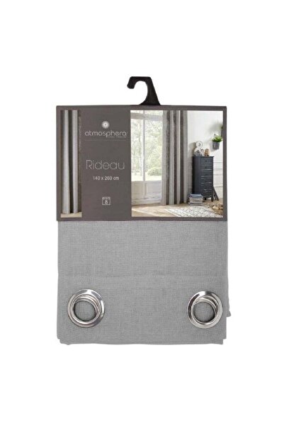 Atmosphera 8-Eyelet Rideau Leon Polyester Standard Curtain Grey 140 x 260 cm