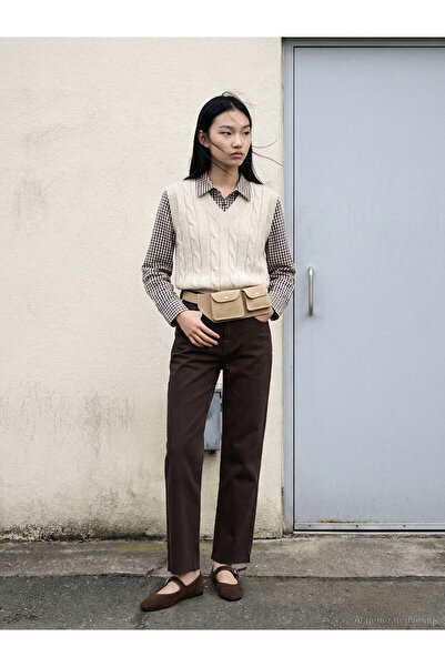 LC Waikiki Ecru V-Neck Self-Printed Women's Knitwear Sweater