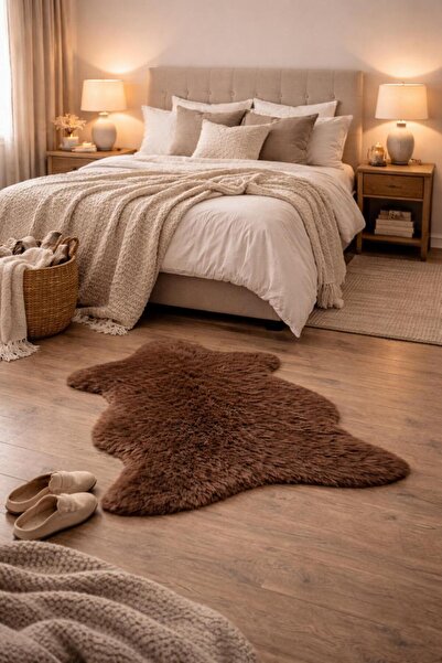 Madame Clean Home Lüx Kuzu Post Peluş Süet Taban İnce Halı Yumuşak Doku Premi...