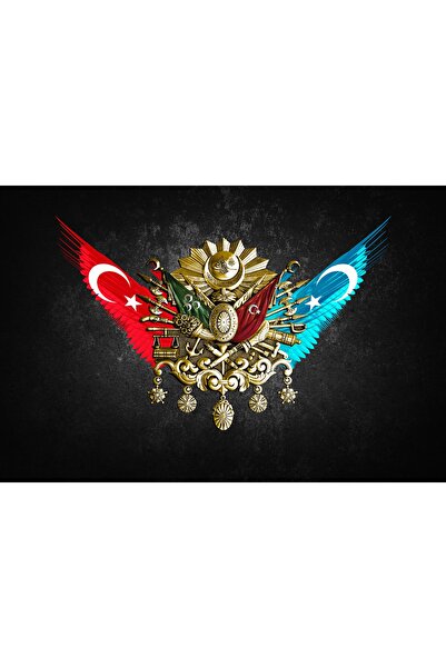Aden DİJİTAL OSMANLI TURASI VE TÜRK BAYRAĞI DEKORATİF KANVAS TABLO