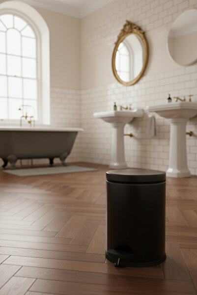 Bürke 3 Liter Black Trash Can Toilet Bathroom Balcony Kitchen Pedal Bin Trash...