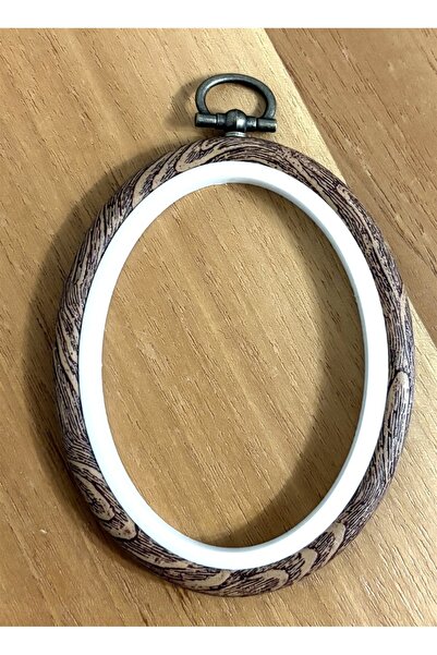 ÇeşitPınarı Ahşap Görünümlü Oval Çerçeve Kasnak 7x9 cm