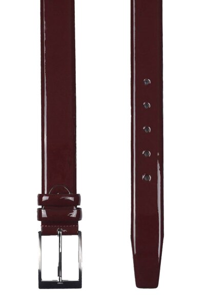 hapshoe Burgundy Patent Leather 3.5 cm Men's Belt with Metal Buckle