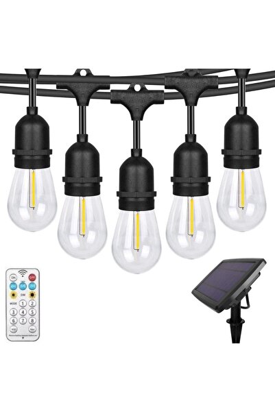 proled Solar LED String Light, 10m, 10 E27 Filament Bulbs, 3000K, IP44