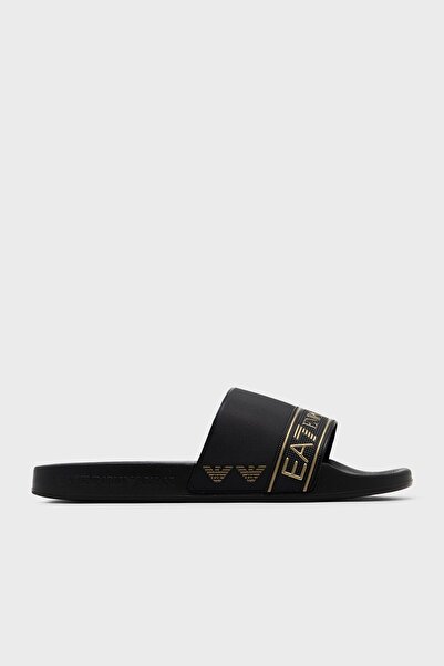 EA7 Unisex Comfortable Sole Logo Design Black-Gold Slippers 7X000110 Af15128-...