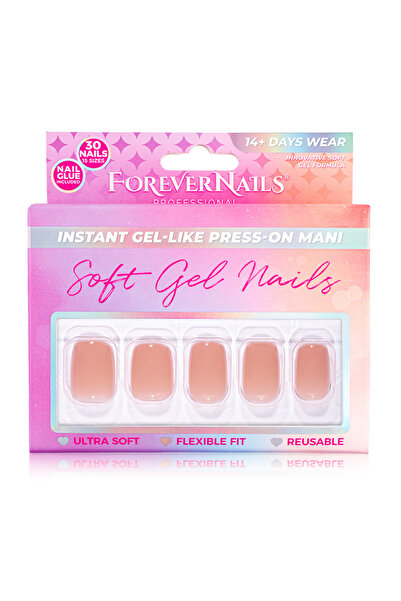 FOREVERLASH Set 30 unghii false tip Press-On, Soft Gel premium, forma patrat,...