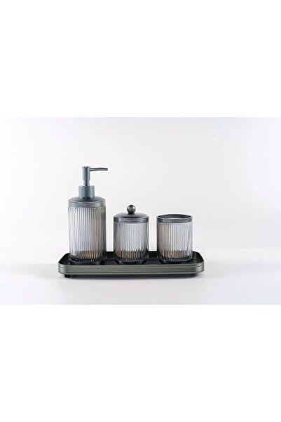 ROY KING Canyon 4-Piece Bathroom Set with Tray Gray Silver