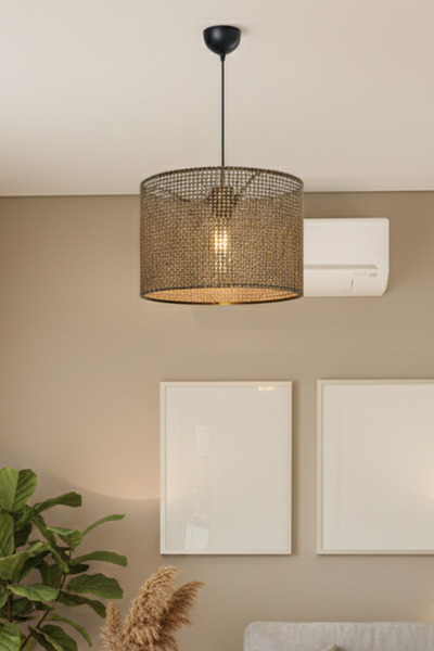De-Nara Modern Cylinder Single Pendant - Pendant Lighting with Fabric Head E27 Senses