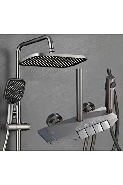 Vegatek Piano Antrasit Robot Tepe Duş Seti Yağmur Tepe Banyo 4 Tuşlu Batarya ...