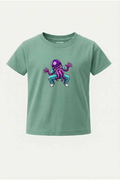 nirvoda تي شيرت للأطفال مطبوع عليه هيب هوب الأخطبوط