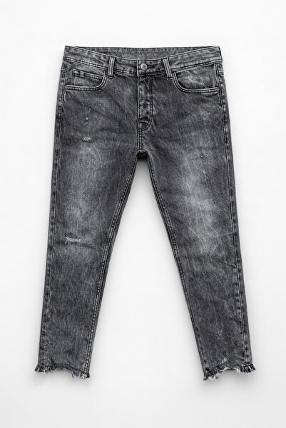 Bluewhite Women's Gray Skinny Fit Tasseled Leg Slim Fit Jean Trousers