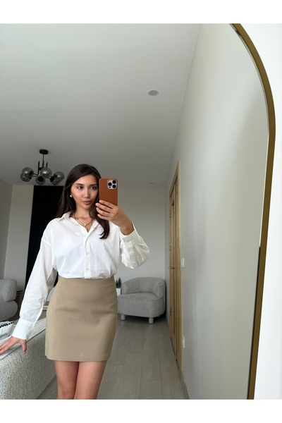 Ayça Yaşar Bej Mini Etek