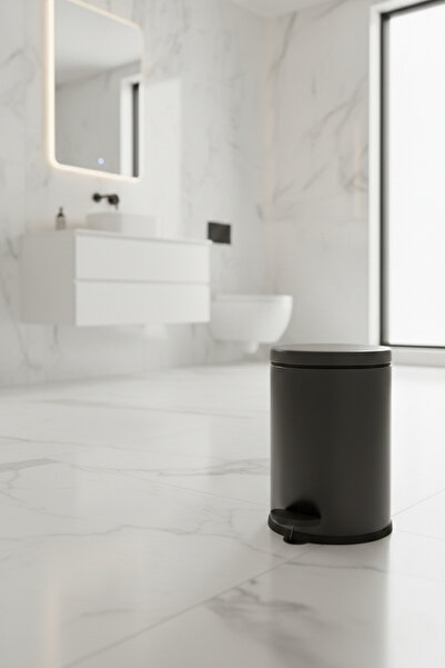 Bürke Dustbin 3 Liter Black Stainless Steel Pedal Trash Can Toilet Bathroom B...