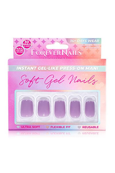 FOREVERLASH Set of 30 Press-On false nails, Soft Gel premium, square shape, F...