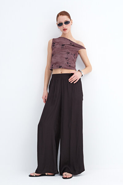 Addax Σατέν Παντελόνι με Φαρδιά Μπατζάκια PN17298