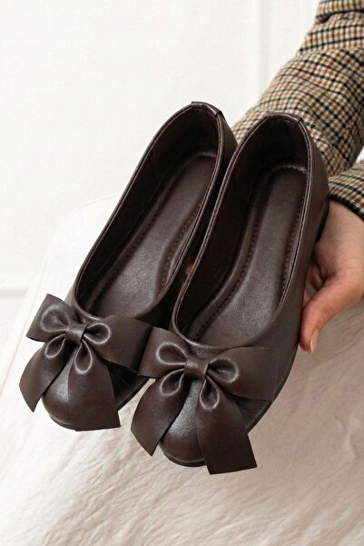 FUGA MODA Μπαλαρίνες Biella Brown Skin με Μεγάλο Φιόγκο