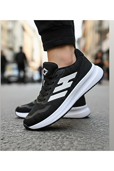 SOLAZER Men's Black and White Sneaker Daily Walking Sports Shoes 053-E