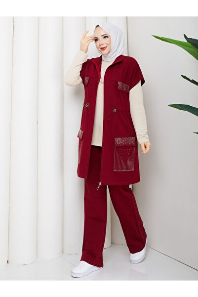 moda4b Γυναικείο Σετ Φόρμας 3 Τεμαχίων από Βαμβάκι με Δύο Κλωστές n-05491 _ Β...