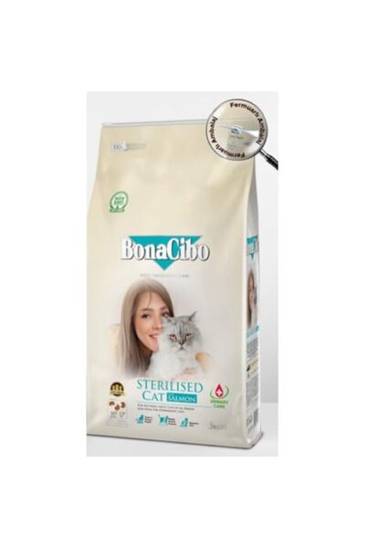 BonaCibo Adult Cat Sterilised Somonlu Kısırlaştırılmış Kediler için Somonlu Y...