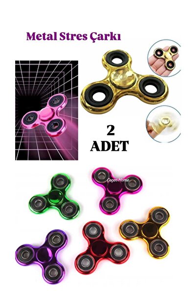 ÇEÇEN HOME 2 Adet-Karışık Renkli Metal Gövdeli Stres Çarkı Hızlı Dönüşlü Meta...