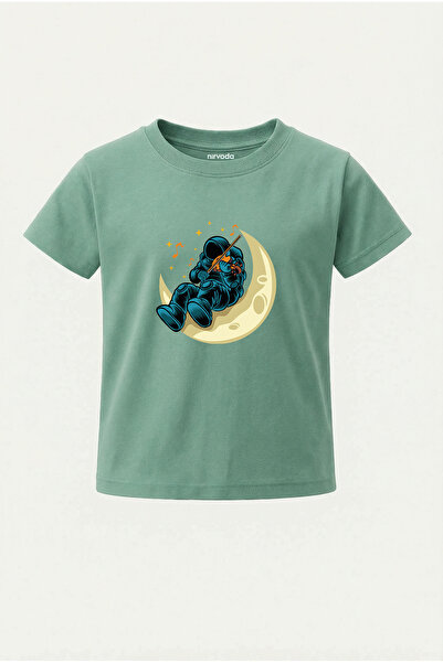 nirvoda Детска тениска с принт на астронавт, свирещ на цигулка