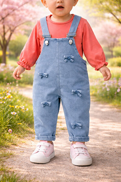 Baby Buu Bow Patterned Salopet Top and Bottom Sets 345