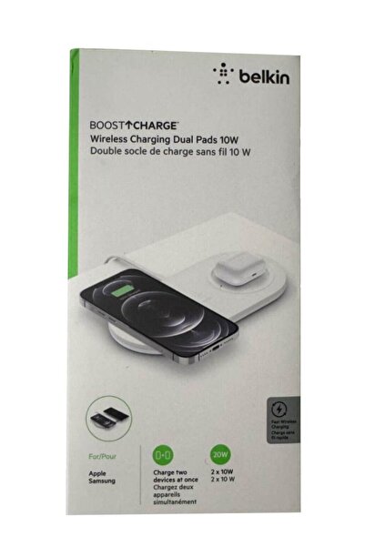 Belkin 2x 10W Încărcător wireless dual, sursă UE (butoi), alb