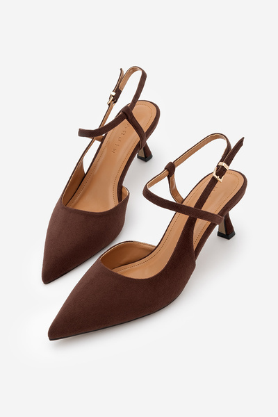 Marjin Kadın Stiletto Sivri Burun Bantlı Arkası Açık Topuklu Ayakkabı Livam K...