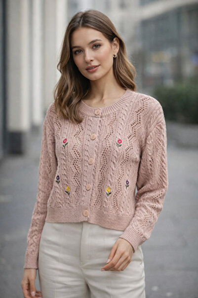 Vaniza Floral Patterned Openwork Cardigan