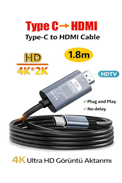 Vwin Type C to HDMI Kablosu 4K Ultra HD Görüntü Aktarma Kablosu 4K@60Hz HDTV ...