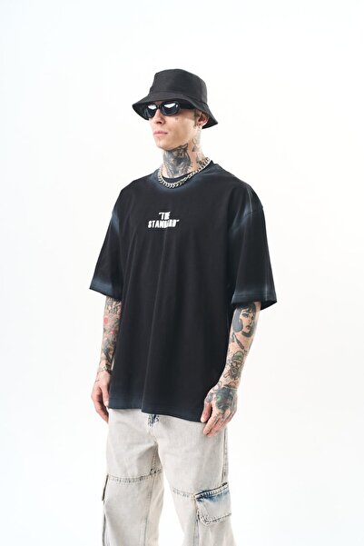 DENİKK Trend Premium Print Embroidery Oversize Unisex Short Sleeve T-Shirt- P...