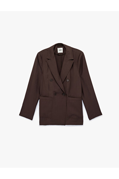 Koton Long Sleeve Modal Pocket Detailed Buttoned Double Breasted Collar Blaze...