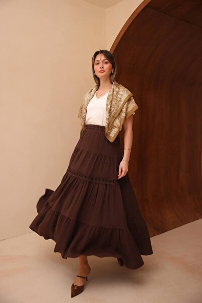 VOICTEC Women's Premium Quality Lined Embroidered Muslin Skirt