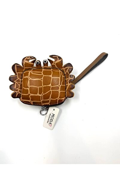 MD Moda Accessories Handmade Leather Keychain with Crab Figure / Mini Zipper ...