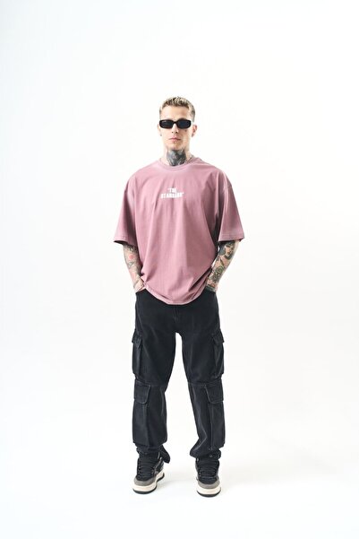 DENİKK Trend Premium Print Embroidery Oversize Unisex Short Sleeve T-Shirt- P...