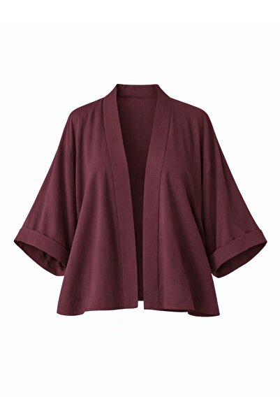 Retrobird Design Boho Mini Kimono Women's Burgundy