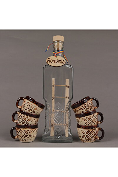 LimArt Glass decorated with staircase and 6 glasses 1x500 ml, 6x50 ml