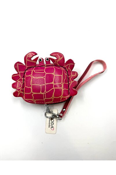 MD Moda Accessories Handmade Leather Keychain with Crab Figure / Mini Zipper ...