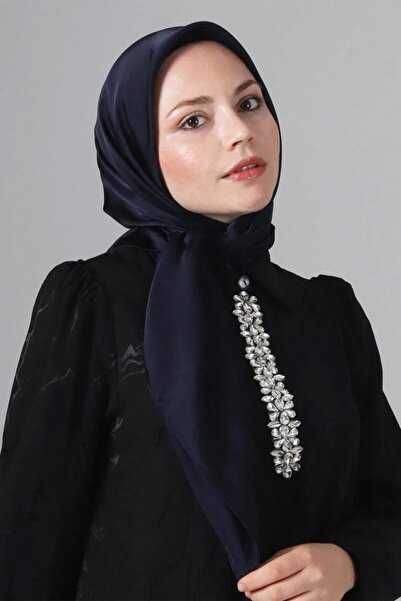 HAREM SCARF Dark Navy Como Satin Scarf