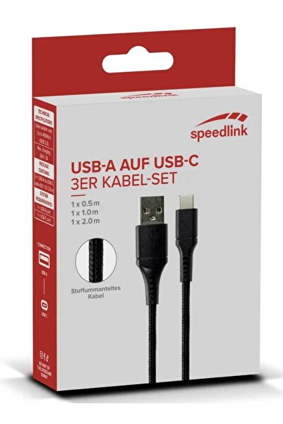 Speedlink Set cablu USB-A la USB-C, negru